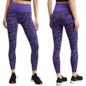 Z By Zella High Rise 7/8 Leggings Size XS Purple & Black Pattern Stretch NWOT